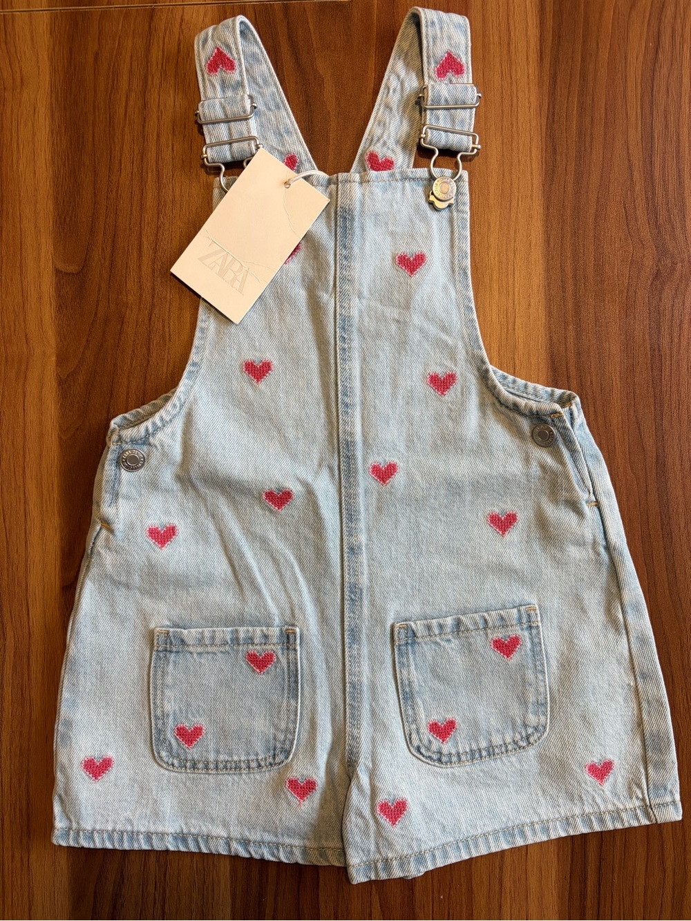 NWT Zara 4Y Heart Embroidered Shortalls